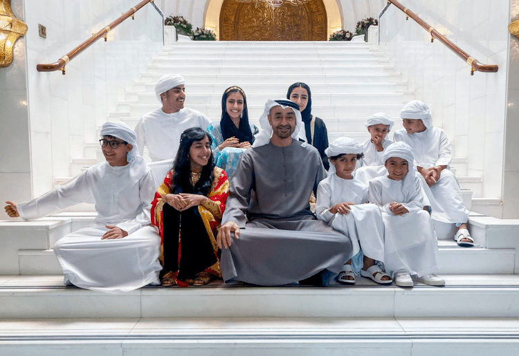 Sheikh Mohamed Bin Zayed Posts An Eid Image With His Eight Grandchildren