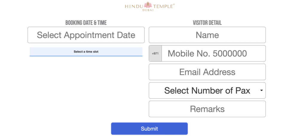 how to book a visit at the hindu temple